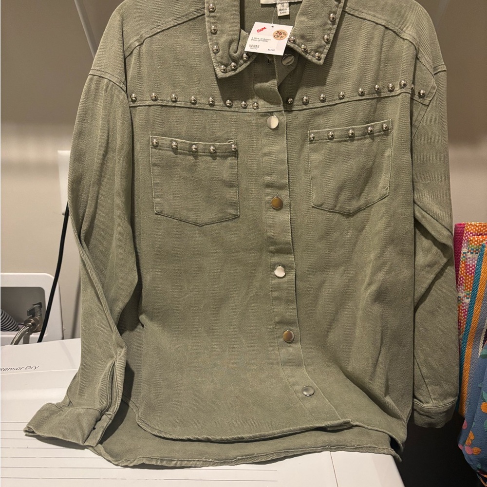 She + Sky Olive Jean Jacket
